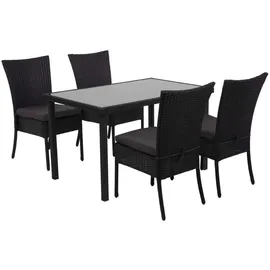 MCW Polyrattan Set MCW-G19 5-tlg. schwarz/dunkelgrau
