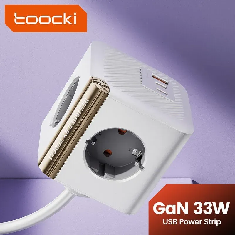 toocki Power Strip Surge Protector PD30W USB C Charger Extension Cord with 4 AC Outlets & 2type-c Port Fast Charging Charging Station for Office Dorm Room Home