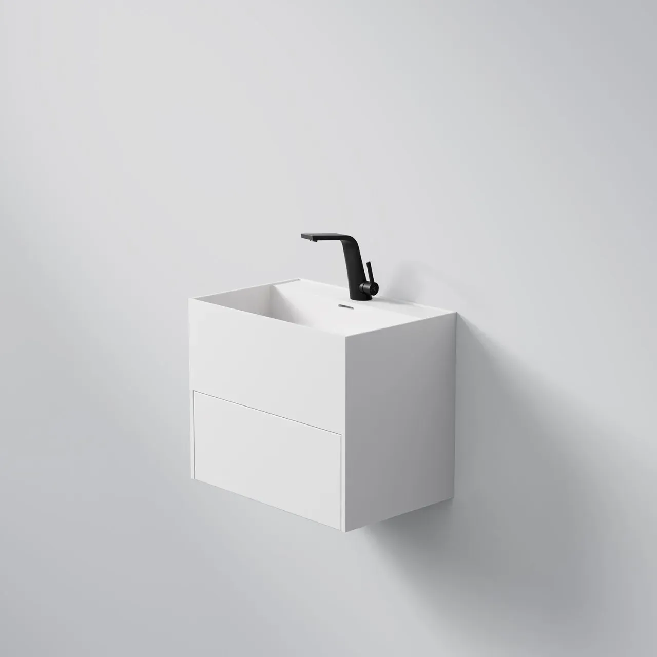 Steinberg Serie 443 Waschtisch Wandwaschtisch aus Mineo Stone, matt white, 443 7195 W 443 7195 W