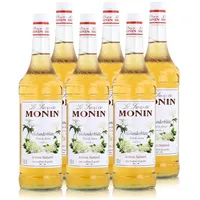 Monin Sirup Holunderblüte 1 Liter - Cocktails Milchshakes Kaffeesirup (6er Pack)