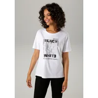 Aniston CASUAL T-Shirt, mit kleinen Zierperlen im Frontdruck, grau