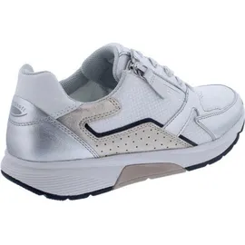 Gabor Rollingsoft Sneaker 66.878.51, Chevron (Glattleder)/ Mesh/ Lamina, Weiß/ Silber/ Puder, Schnürung u. Reißver., Wechselfußbett 40 1/2 - Weiß
