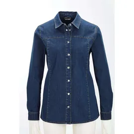GOLDNER Hemdbluse Stilvolle Denim-Bluse blau 42