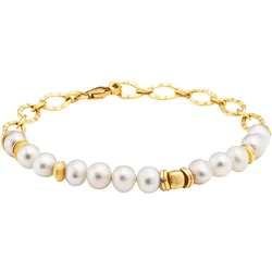 Armband JULIE JULSEN "925/- Sterling Silber vergoldet 12 Perlen 19cm lang", gold, Armbänder, Damen, 19cm, Silber 925 (Sterlingsilber), glitzernd