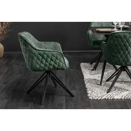 Riess-Ambiente Stuhl EUPHORIA dunkelgrün Samt mit Armlehne Metallgestell schwarz
