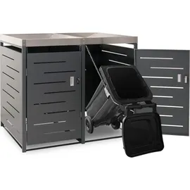 Mendler Mülltonnenverkleidung HWC-H40 125 x 134 x 84 cm grau