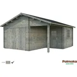 Palmako Holzgarage Roger mit Holztor Grau tauchgrundiert 510 cm x 550 cm