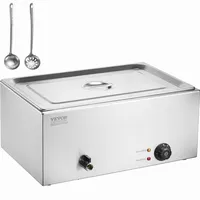 Vevor kommerzieller Speisenwärmer 1 x 18 L Speisebehälter, elektrische Warmhalteplatte, 1200W Edelstahl Buffetwärmer Arbeitsplatte, Buffet-Bain-Marie, 30–85 °C Temperaturregelung für Restaurant Buffet