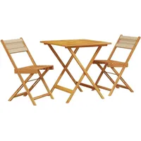 vidaXL 3-tlg. Bistro-Set Beige Polypropylen und Massivholz