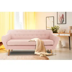 3-Sitzer ANDAS "Renne", rosa (rosé), B:178cm H:78cm T:73cm, Webstoff, Sofas, mit Heftung im Rücken im skandinavischem Stil