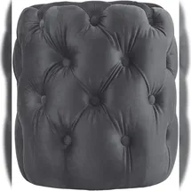 CLP Sitzhocker Drancy, Samt rund gepolstert mit Zierknöpfen, Chesterfield-Optik, Polsterhocker für Wohnzimmer & Schlafzimmer