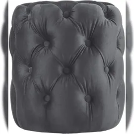 CLP Sitzhocker Drancy, Samt rund gepolstert mit Zierknöpfen, Chesterfield-Optik, Polsterhocker für Wohnzimmer & Schlafzimmer