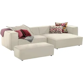 W.Schillig Ecksofa »around-the-block, modern und elegant, bequem, L-Form« mit eleganter Biese, mit Federkern grau