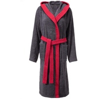 CelinaTex Bademantel Saunamantel Damen Frottee Kapuze Fehmarn M anthrazit/bordeaux, Baumwolle grau M