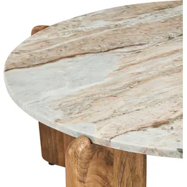 Beliani Luno Beige Mangoholz 80 x 37 cm