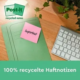 Post-it Recycling Notes Haftnotizen farbsortiert, 16 Blöcke