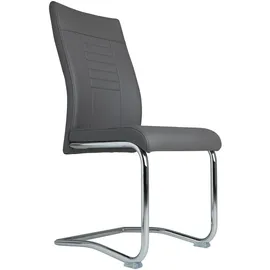 CARO-Möbel Esszimmerstuhl Loano Kunstleder dunkelgrau 4er Set