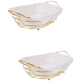 MAGICLULU 2st Brotkorb Aus Eisen Aufbewahrung Aus Drahtkörben Aufbewahrung Von Kinderspielzeug Spielzeugkorb Aufbewahrungskorb Mit Einlage Brot Proof Kit Schüssel Weidenkorb Baumwolle Golden