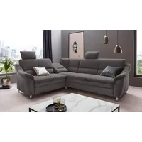 Ecksofa PLACES OF STYLE "Cardoso L-Form", grau, B:249cm H:90cm T:209cm, Luxus-Microfaser Lederoptik (100% Polyester);Luxus-Microfaser (100% Polyester);Luxus-Microfaser ALTARA NUBUCK (100% Polyester);Struktur (100% Polyester), Sofas, Federkern, wahlweise mit Bett, Schubkasten, teilweise Relaxfunktion