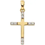 JOBO Kreuzanhänger Anhänger Kreuz Goldkreuz 17 mm, 8 Karat 333 Gold mit 8 Zirkonia gelb|goldfarben