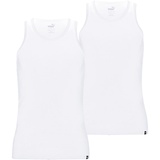 Puma Herren Tank Top 2er Pack Basic, Vorteilspack, Unterhemd, Rundhals, Single Jersey, einfarbig Weiß S