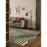 HANSE HOME Wollteppich Donna schwarz-weiss«, rechteckig, 5 mm Höhe, Handgewebt, & Natürlich - Streifen Design Wolle, Modern für Wohnzimmer, Schlafzimmer, Esszimmer, Flur - Schwarz Natur Weiß, 200x300cm