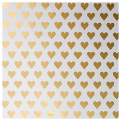 Star Geschenkpapier, Geschenkpapier Herzen 70cm x 2m Rolle weiß / gold
