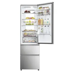 HAIER Kühl-/Gefrierkombination "HTW7620ANMG", A (A-G), silber (edelstahlfront, inox), B:59,5cm H:205cm T:66,7cm, Kühlschränke, WIFI connected, Innovative Gefrier-Schubladen: Sparen Energie
