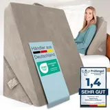 maxVitalis Multifunktions-Keilkissen Rückenkissen Kniestütze Beinablage Venenkissen für Couch und Sofa, Lesekissen, Größe B55 x H56 x L30,5 cm, beige, (ohne Nackenrolle)