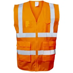 Polyester-Warnweste "BASIC" Kl. 2 mit Taschen - XL - Orange