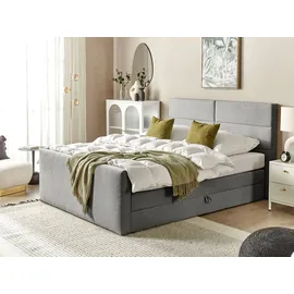 Beliani Boxspringbett hellgrau Textil, 160x200 cm