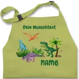 Kinderschürze Schürze Kinder Jungen Mädchen - Tiere - Dino Dinos Dinosaurier - 7-14 Jahre - Hellgrün - kochschürze personalisierte personalisierter backschürze kinderkochschürze tier name - 7-13 Jahre