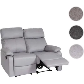 Mendler 2er Kinosessel HWC-L93, Relaxsessel Fernsehsessel Sofa, Armlehne Liegefunktion Nosagfederung Stoff/Textil ~ hellgrau