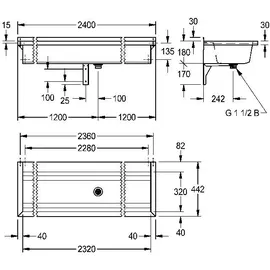 KWC PLANOX Waschrinne 240 x 21 x 44 cm