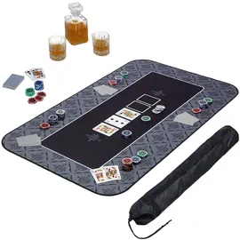 Relaxdays Pokermatte 100x60 Anthrazit,Weiß,Schwarz