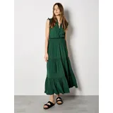 Apricot Maxikleid V-Ausschnitt Rüschen Grün M