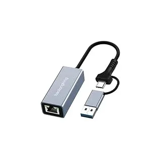 USB 3.0 auf Ethernet Adapter mit USB C auf RJ45 Gigabit LAN 1000 Mbps kabelgebundenes Netzwerk, Ethernet auf USB Type-C 1000Mbps Netzwerkadapter für Windows XP, Mac OS, Linux, VISTA 7 8 10 11 (2 in 1)