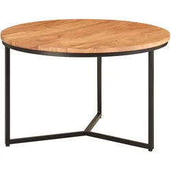 Akazienholz Couchtisch, Elegantes Design, Stauraum, Robustes Eisengestell. 60x60x38 cm | Kadima Design