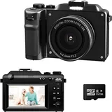 fine life Pro 48MP Digitalkamera, Autofokus, Wifi Anschluss, 3"HD-Display, 18X Digitalzoom, mit Zwei Kameras vorne und hinten, Schwarz - Schwarz