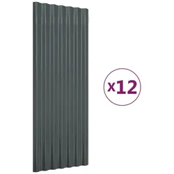 vidaXL Dachpaneele 12 Stk Pulverbeschichteter Stahl Anthrazit 100x36cm