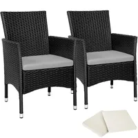 Tectake Rattansessel 57 x 59 x 85 cm 2 St. inkl. Sitzbezüge 4 St. schwarz/beige