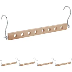 Relaxdays Raumsparbügel 5er Set, platzsparende Mehrfachkleiderbügel, HBT: 10x31x5 cm, für Kleiderschrank, natur/silber