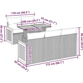 vidaXL Gartensofa-Set 6-tlg. schwarz Polyrattan Akazie