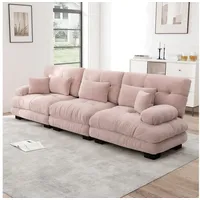 STILVORA Schlafsofa 3-Sitzer-Sofa Modulares Sofa mit Dekokissen für Wohnzimmer rosa
