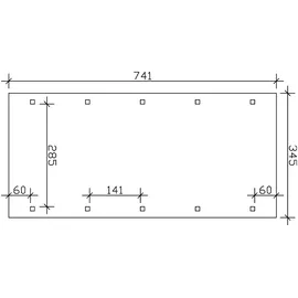 SKANHOLZ Walmdach Carport Spreewald 3,45 x 7,41 m rot mit EPDM-Dach und Pfostenanker