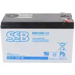 SSB SBH300-12 12V 9Ah Bleiakku AGM Blei Gel Akku, mit Faston 6,3mm, ideal für Hochstrom-Anwendungen