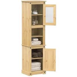 vidaXL Corona Beistellschrank 50 x 40 x 185 cm Braun Massivholz