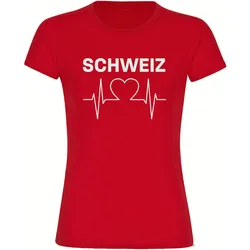 multifanshop Damen T-Shirt - Schweiz - Herzschlag - Druck weiß - Frauen