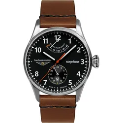Bauhaus Aviation Automatik Aviation 27902 - Leuchtzeigern,Schwarzes Ziffernblatt mit weißen Zahlen/Indices,braun - 42mm