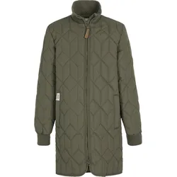 Kurzmantel WEATHER REPORT "Nokka Jr", Kinder, Gr. 140, grün (khaki), 100% Polyester, kariert, casual, normal, ohne Ausschnitt, Langarm, Mäntel, mit hochabschließendem Kragen